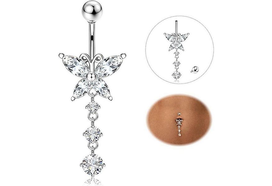 YADOCA Bauchnabelpiercing Bauchnabelpiercing Titan Gold Silber CZ Bauchnabe günstig online kaufen