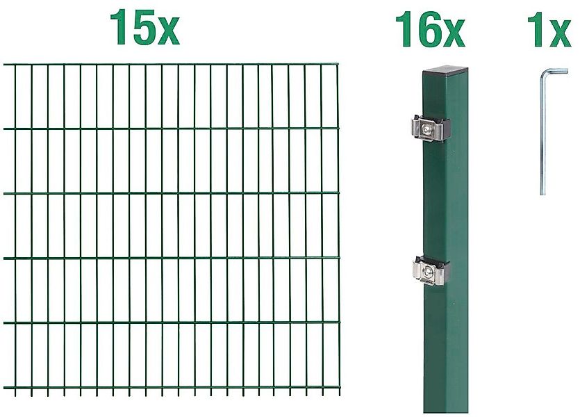 Alberts Doppelstabmattenzaun Grundset, (Set), Höhe: 80-160 günstig online kaufen