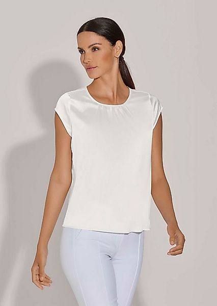 MADELEINE Shirtbluse Elegante Satinbluse in A-Linie Schimmernde Businessblu günstig online kaufen
