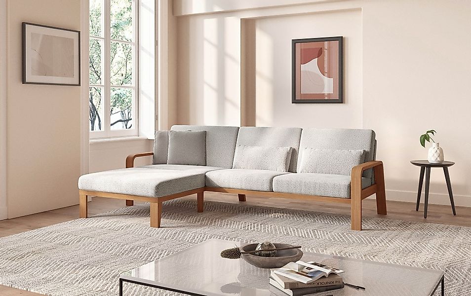 sit&more Ecksofa »Kolding L-Form«, Armlehnen aus eichefarbigem Buchenholz, günstig online kaufen