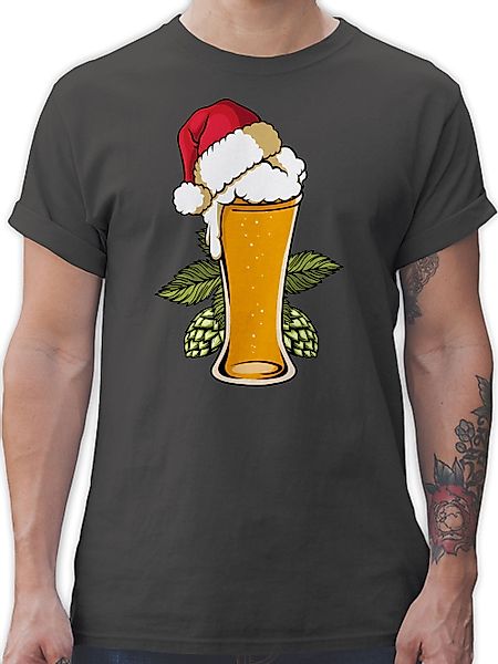 Shirtracer T-Shirt Bierglas mit Weihnachtsmütze Weihachten günstig online kaufen