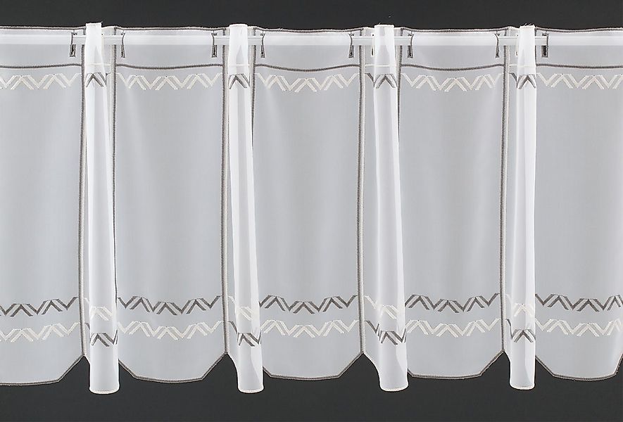 Gardinen Kranzusch Scheibengardine silber/weiß bestickt, Stangendurchzug, günstig online kaufen