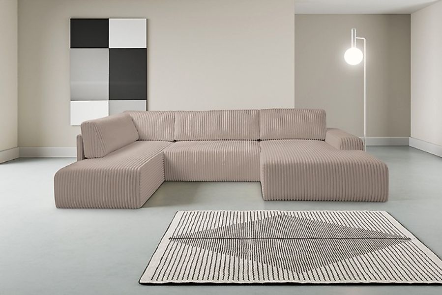 WERK2 Wohnlandschaft »Rotterdam-U, U-Form, in kuschelweichem Cord oder Brei günstig online kaufen