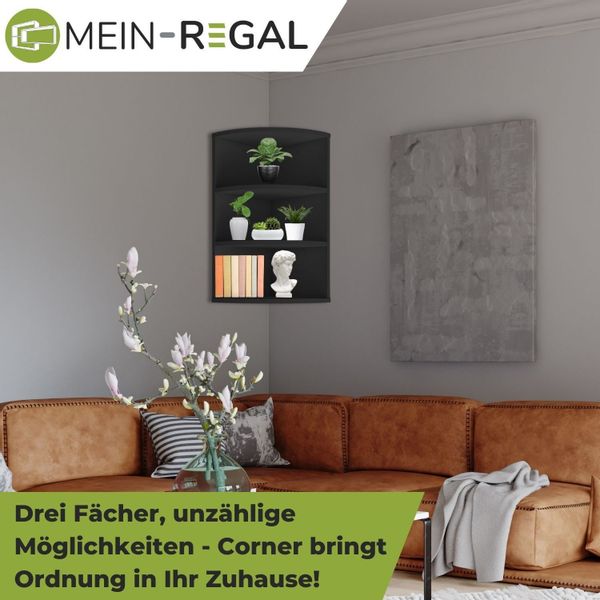 Mein-Regal Standregal CORNER 60, Schwarz Eckregal günstig online kaufen