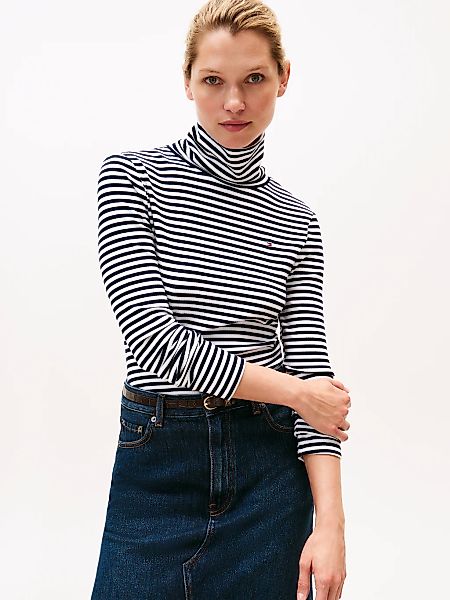 Tommy Hilfiger Langarmshirt "SLIM 5X2 RIB ROLL-NK LS", in gerippter Struktu günstig online kaufen