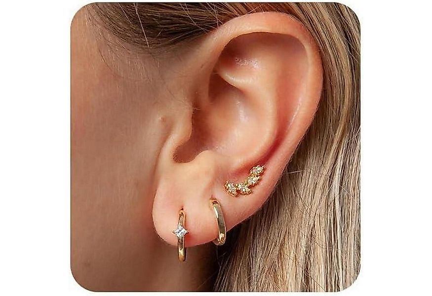 LuxusKollektion Schmuckset Ohrringe Silber 925 14K Vergoldet Damen Creolen günstig online kaufen