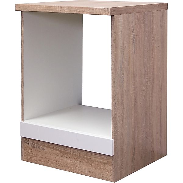 Flex-Well Exclusiv Herdumbauschrank Valero 60cm Hochglanz Weiß-Sono. Eiche günstig online kaufen