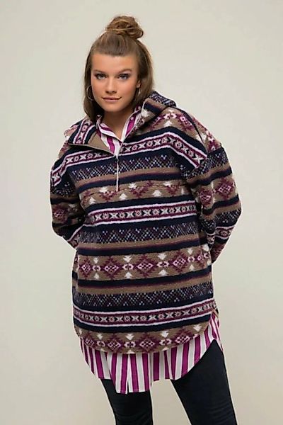 Studio Untold Sweatshirt Hoodie oversized Teddyfleece Ethno-Muster Kapuze günstig online kaufen