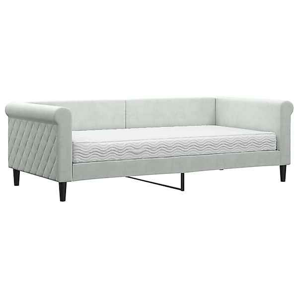 vidaXL Bett, Tagesbett mit Matratze Hellgrau 90x190 cm Samt günstig online kaufen