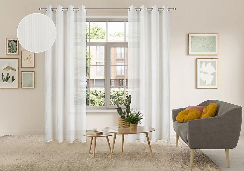 my home Gardine "Mazi" Ösen 1 Stk. tlg. 1 Schal, mit eingewebten Längsstrei günstig online kaufen