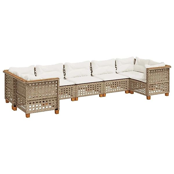 vidaXL 7-Tlg Garten-Sofagarnitur mit Kissen Beige Poly Rattan 3261976 günstig online kaufen