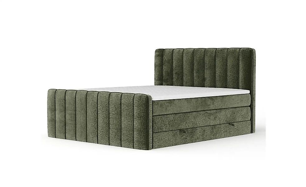 Boxspringbett mit Stauraum   ¦ grün ¦ Maße (cm): B: 144 H: 118 Betten > Kom günstig online kaufen