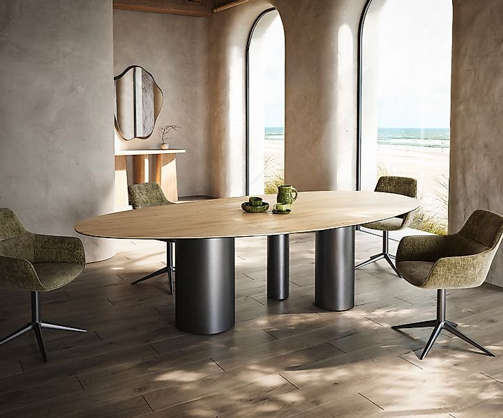 Esstisch Edge Oval 280x130 Keramik Laminam® Sabbia Eichefarbig Troa Edelsta günstig online kaufen