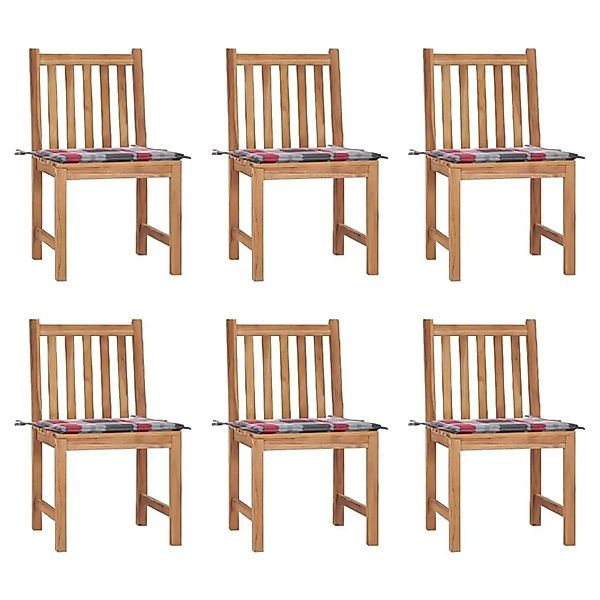 vidaXL Gartenstühle 6 Stk mit Kissen Massivholz Teak 3073128 günstig online kaufen