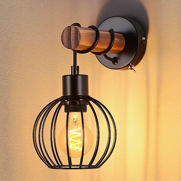 Nettlife Wandleuchte Holz Vintage E27 Innen günstig online kaufen