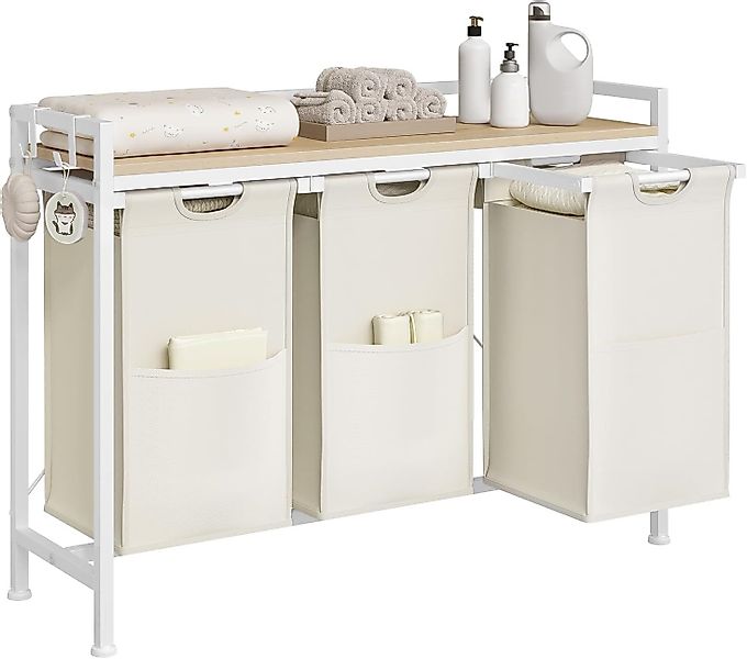 Woltu Wäschekorb, mit Ablage, 3 Fächer, günstig online kaufen