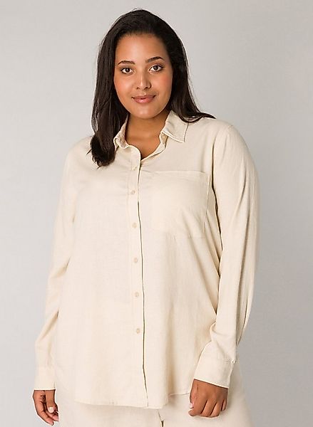 Base Level Curvy Langarmbluse Yaella mit Knopfleiste und aus Leinen günstig online kaufen