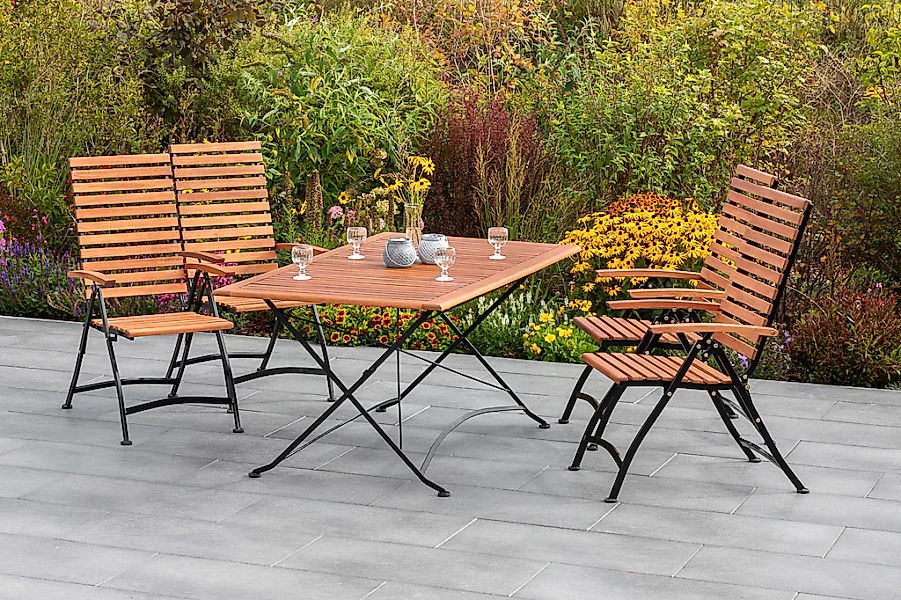 MERXX Garten-Essgruppe "Schloßgarten", (5 tlg.), 4 Klappsessel mit Tisch günstig online kaufen