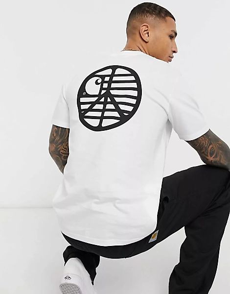 Carhartt WIP – Weißes T-Shirt mit Peace-Print am Rücken günstig online kaufen