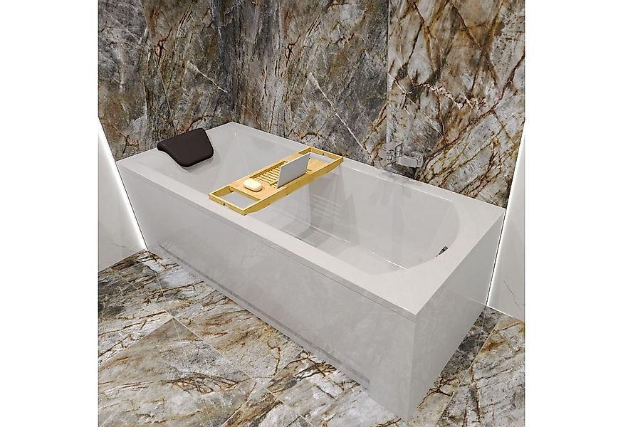 KOLMAN Badewanne Rechteck SHEA 140x70 mit AcrylSchürze + Bambus Ablage günstig online kaufen