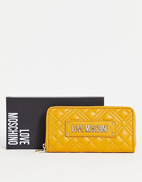 Love Moschino – Gesteppte Geldbörse in Senfgelb günstig online kaufen