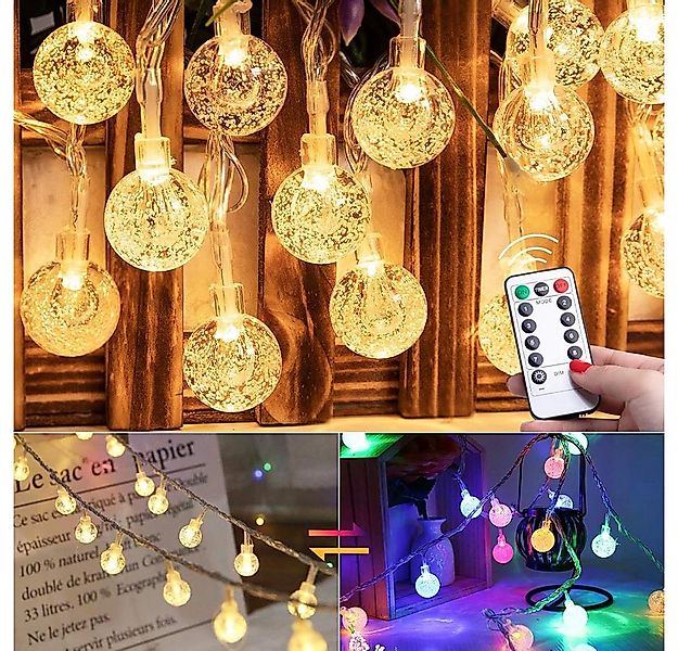 Rosnek LED-Lichterkette LED Kugel Weihnachtsbeleuchtung Lichterkette Dimmba günstig online kaufen
