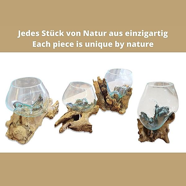 Kinaree Dekovase Geschmolzenes Glas auf Wurzelholz günstig online kaufen