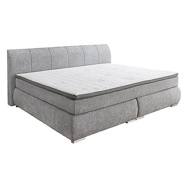 Sun Garden Boxspringbett FLINT, 240 x 200 cm, Grau, Stoffbezug, wendbare 7- günstig online kaufen