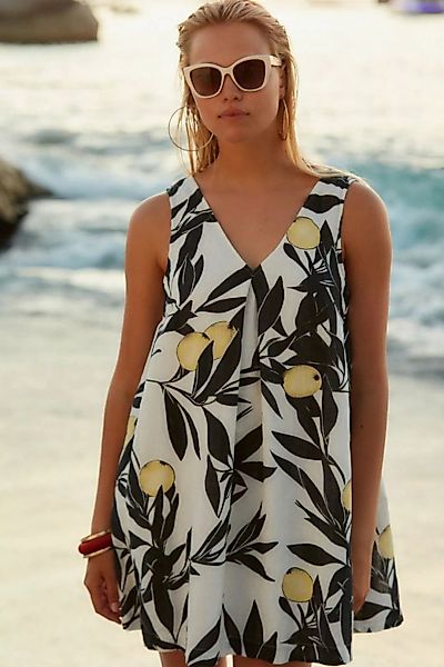 Next Sommerkleid Minikleid aus Leinenmischung mit V-Ausschnitt (1-tlg) günstig online kaufen