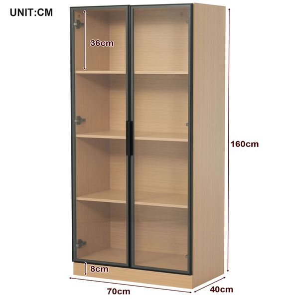 Ulife Glasvitrine Hochschrank mit Bücherregal, LED-Beleuchtung günstig online kaufen