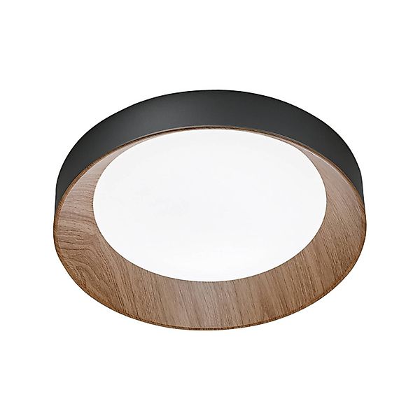 LED-Deckenlampe Arka, Ø 40 cm, schwarz/Holzoptik, Metall CCT günstig online kaufen