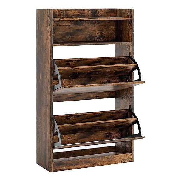 Costway Schuhschrank mit 2 Klappen 60 x 24 x 102 cm Braun günstig online kaufen