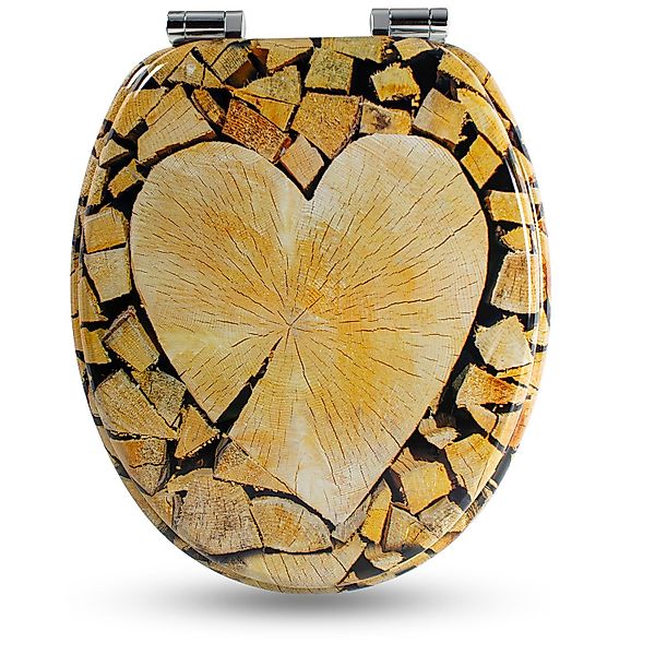 Sanfino WC-Sitz "Wood Heart“ Premium Toilettendeckel günstig online kaufen