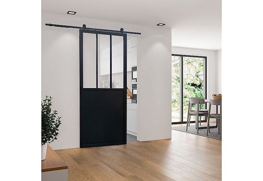 inova wohnen Glasschiebetür Stahltür Schwarz mit Klarglas Einsatz, Größenau günstig online kaufen