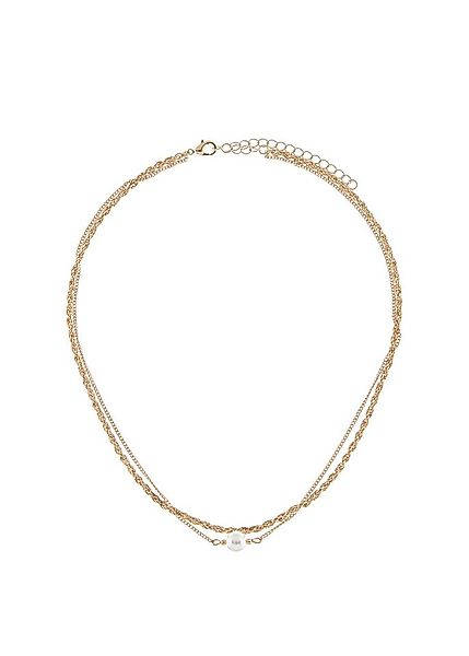 LASCANA Edelstahlkette, in Layer Optik mit Perle, doppelte Kette günstig online kaufen