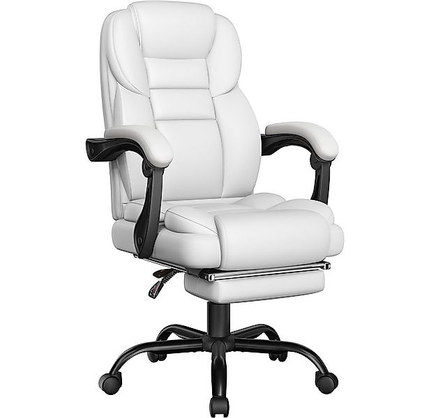 Yaheetech Chefsessel Bürostuhl aus Kunstleder, Drehstuhl mit Fußstütze & Ad günstig online kaufen