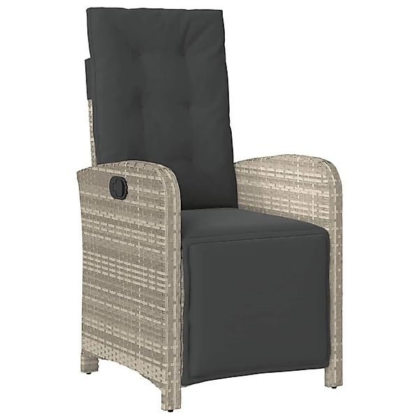 vidaXL Gartensessel mit Fußteil Verstellbar Hellgrau Poly Rattan 365190 günstig online kaufen