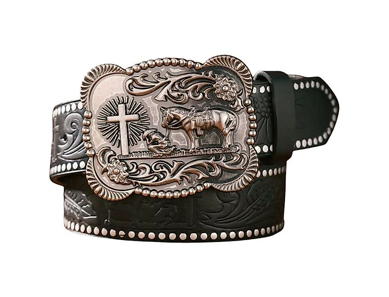 Ware aus aller Welt Nietengürtel Westerngürtel mit Wild West - Schnalle – i günstig online kaufen