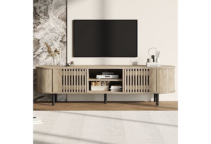 Merax Lowboard in Walnussholzoptik/Naturholzoptik (1 St., Fernsehtisch geei günstig online kaufen