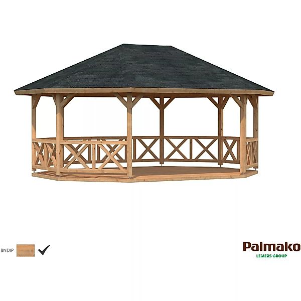 Palmako Holz-Pavillon Betty Braun tauchgrundiert BxT: 615 cm x 465 cm günstig online kaufen