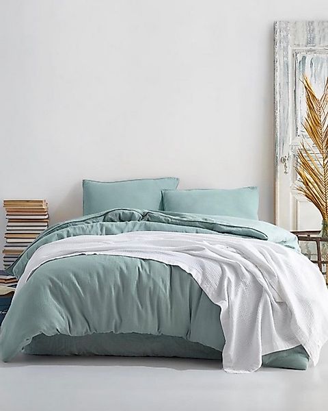 Sandiik Bettwäsche Musselin Bettwäsche in Eukalyptusgrün 135x200cm mit Reiß günstig online kaufen