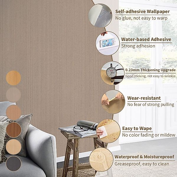 Yalion Vinyltapete Selbstklebende Tapete Holzoptik, PVC günstig online kaufen