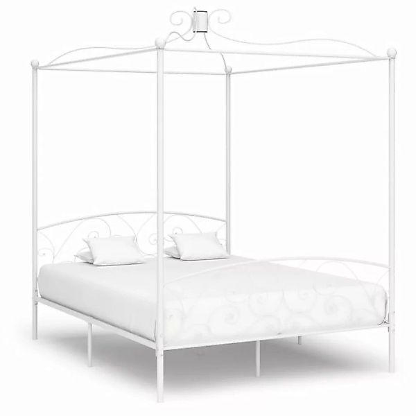 furnicato Bett Himmelbett-Gestell Weiß Metall 160 x 200 cm günstig online kaufen