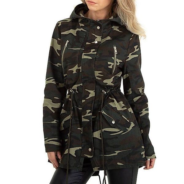 Ital-Design Steppjacke Damen Freizeit Kapuze Camouflage Übergangsjack in Du günstig online kaufen