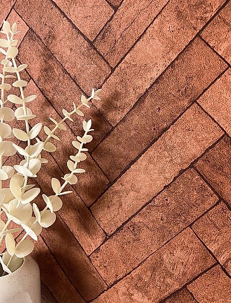 Newroom Vliestapete Ares Rot Tapete Steintapete Ziegelstein,Klinker,Fischgr günstig online kaufen