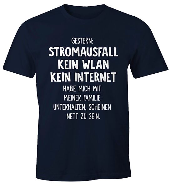 MoonWorks Print-Shirt Herren T-Shirt Gestern: Stromausfall günstig online kaufen