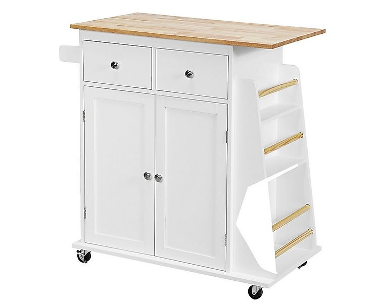 COSTWAY Küchenwagen, mit Arbeitsplatte, Schubladen & Gewürzregal, rollen günstig online kaufen