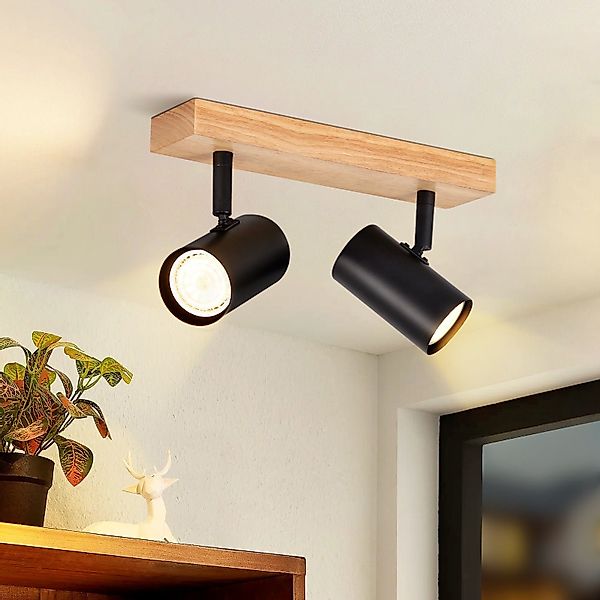 ZMH Deckenleuchte Deckenstrahler 2 Flammig Holz Deckenleuchte GU10 Schwenkb günstig online kaufen