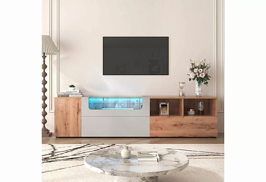 OKWISH TV-Schrank TV-Ständer,LED TV Lowboard, (Natürlicher Landhausstil) Mi günstig online kaufen