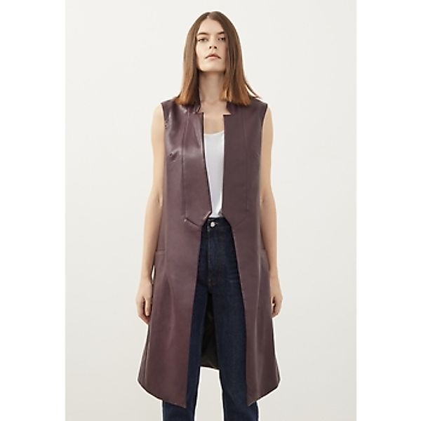 Just Like You  Damenmantel Burgundy Leather Look Sleeveless Long Vest günstig online kaufen